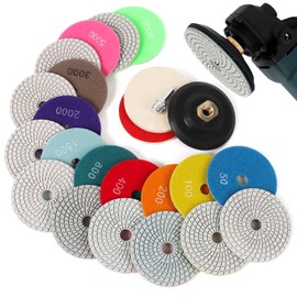 14 Pieces Diamond Wet Polishing Discs with M14 Rubber Support Plate Wool Felt, 100 mm Marble Polishing Set Sanding Pads for Granite Concrete Tiles Stone Grinding 50-8000 Sanding Disc for Angle