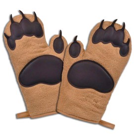 Cute Bear Oven Mitt, Funny and Cute Kitchen Mitts/Pot Holders with Heat Resistant and Flexibility of Cotton Cooking Set of 2(Brown)
