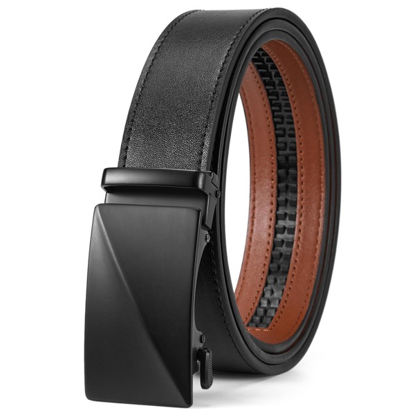 SKiporty Mens Belt Leather with Automatic Buckle Adjustable Ratchet Belts