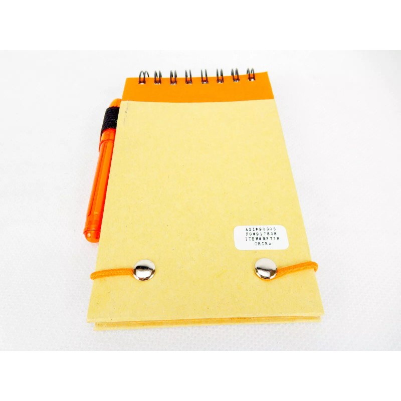 Sweda Mini Pocket Jotter Notebook & Pen, Orange, Spiral Bound,