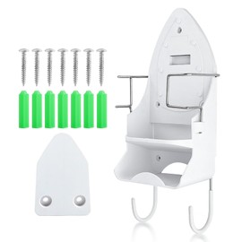 Ironing Board Holder Wall Mount, Ironing Board Hanger, Over The Door Ironing Board Shelf, Electric Iron Hanger with Removable Hooks for Household Bathroom Laundry Room