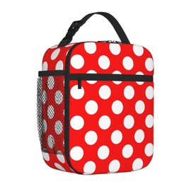 GVGOAGL Red And White Polka Dot Insulated Lunch Bag Reusable Cooler Lunch Box Portable Leakproof Thermal Container Tote Bags for Girls Boys School Travel