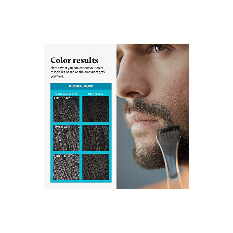 Just Mustache And Beard Brush-in Color Gel, Real Black, Pack