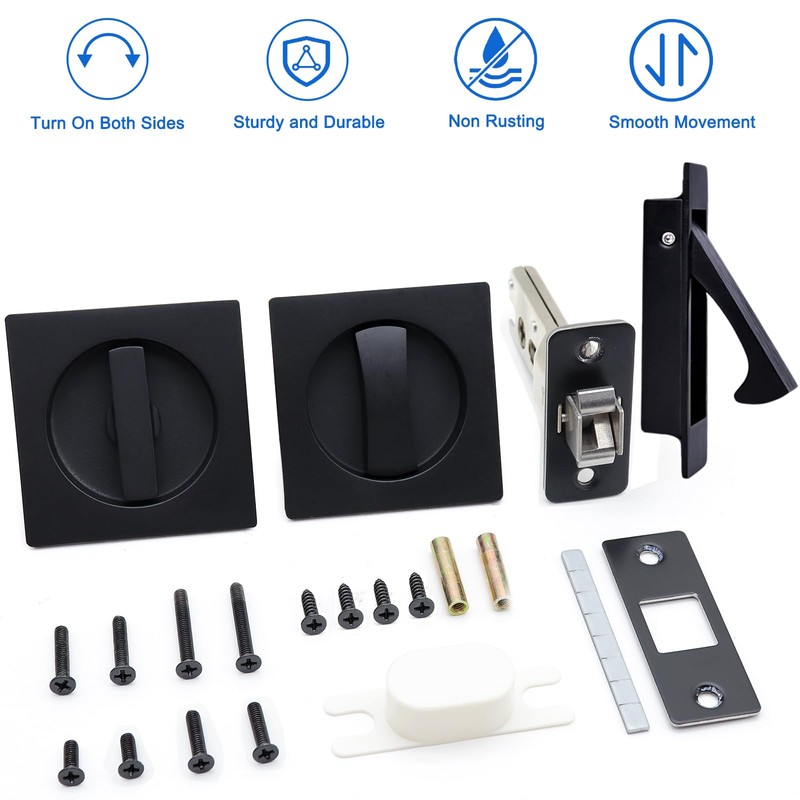 Dontay Pocket Door Passage Latches Lock,Flush Double Sided Rotation,Privacy (Bed/Bath)
