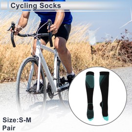 X AUTOHAUX Cycling Socks Breathable Sweat-Absorbent Outdoor Bike Socks Blue Black Size S-M Neutral and Universal 1 Pair Chevron Stripes