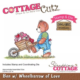 Cottage Cutz Stamp & Die - Ben With Wheelbarrow Of Love S-3, NEW