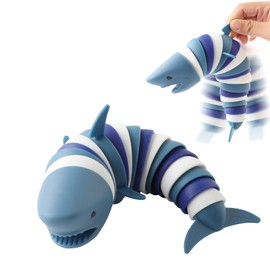 Fidget Slug, 3D Articulated Stretch Shark Stress Reliever, Sensory Stress Relief for Adults and Kids, Pressure Relieving and Anti-Anxiety Office Desk Toy