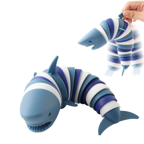 Fidget Slug, 3D Articulated Stretch Shark Stress Reliever, Sensory Stress