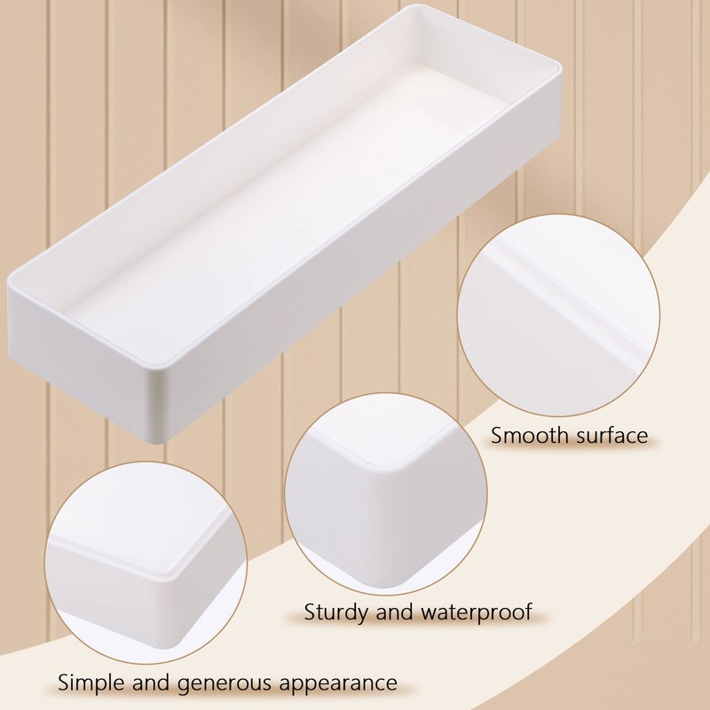 6 Pcs Plastic Desk Drawer Organizer Tray White Desk Organizer