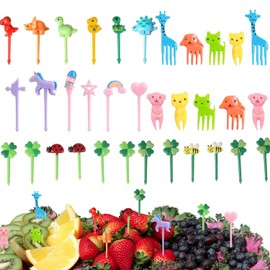 KAISHANE Kids Food Selection, Lunch Sticks, Cartoon Animal Fruit Forks, Lunch Accessories, can be Used for bento, Lunch, Fruit, Dessert, etc.,