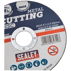 Sealey PTC/115CET5 Cutting Disc Ø115 x 1.2mm 22mm Bore Pack of 5