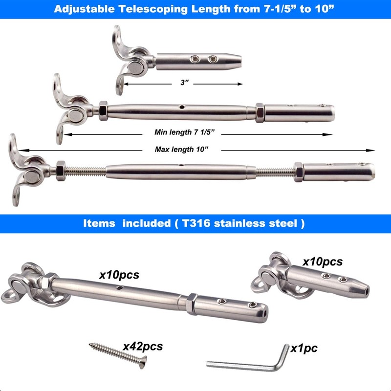 Iutuuk Stainless Steel Cable Railing Hardware Kit for Wood Post