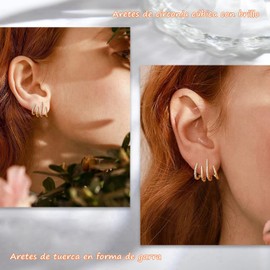 Aretes de garra plata 925 para mujer, Pendientes tuerca con circonia cúbica, hipoalergénica, accesorios de joyería únicos y elegantes para mujeres, Regalos para San Valentín Día Madre (Oro)