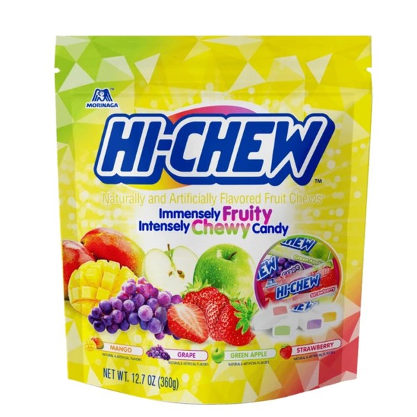 Hi-Chew Chewy Fruit Candies Original Mix Flavors Stand-Up Bag 12.7 Oz (Mango, Grape, Green Apple, Strawberry)