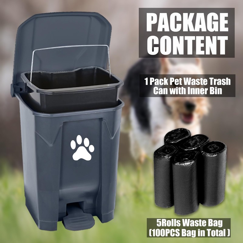 tebiete Dog Poop Trash Can Outdoors Pet Waste Station with