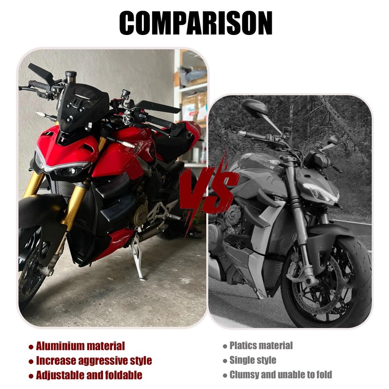 KAIQIVEM Motorcycle Mirrors Stealth Wind Wing Side Rearview Mirrors Compatible