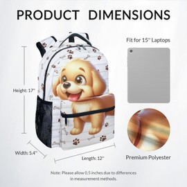 Kids Backpack - Golden Retriever Backpacks for Boys Girls - Dog Children Bookbag for Toddler - Durable School Bag for Kindergarten/Preschool/Elementary(17 Inch)