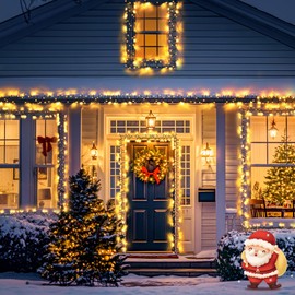 JMEXSUSS 1000 LED Cluster Lights Green Wire Plug in, 55ft Twinkle Lights Outdoor with Remote, 8 Modes Cluster Lights for Christmas Tree Garland Wreath Door Decoration, Warm White