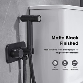 Toilet Concealed Hot and Cold Mixed Brass Bidet Spray Set 2 Function Hand Held Sprayer Cloth Diaper Shattaf NPT 1/2 Bathroom Attachment,Matte Black