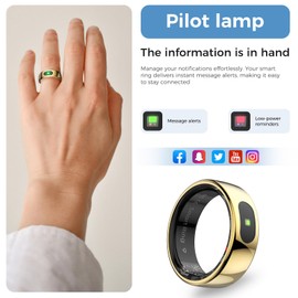 Smart Ring with Instant Notification Alerts & Gesture Control - Sleep Tracker Ring, Fitness Ring for Steps & Heart Rate, IP68 Waterproof Gold #09
