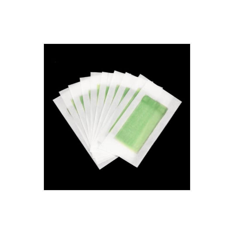 10 Piezas Papel Depilatorio de Cera Doble Cara Verde