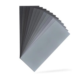 12PCS Sandpaper, 120 to 2000 Mixed Grits Assorted Sanding Paper Pack for Wood, Fine & Coarse Wet & Dry Waterproof Abrasive Paper Sheets for Walls, Metal Plastic, Furniture Finishing, Polishing