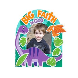 Fun Express Dinosaur VBS Picture Frame Magnet Craft Kit- VBS Vacation Bible School Supplies/Decor - Makes 12