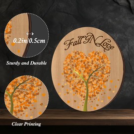 Fall Decor Round Wooden Sign, Fall Decorations for Home Porch, Fall Home Decor, Fall Door Decor, Farmhouse Decor, Gifts for Boyfriend Girlfriend, Couple Gifts, BS-Wooden-QiuShou-Love Autumn