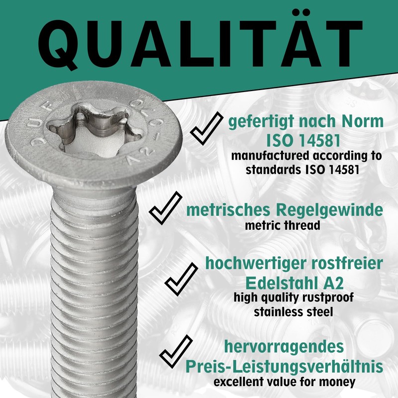 Countersunk Screw with Hexalobular Socket/Torx (ISR/TX) According to ISO 14581