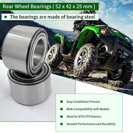 WEICHENGXIN 2pcs Rear Wheel Bearing Kit Fit for Kawasaki ATV/UTV Brute Force 650 4x4i 750 Mule Parts 3000 3010 3020 4000 4010 TERYX 750 4x4 2001-2023 (includ Circlip x 2)