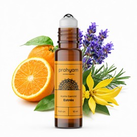 PRAHYAM Roll On Aceites Esenciales de Aromaterapia para Estres - 10 ml - Con Esencias Florales de Bach - Aroma 100% Natural y Calidad Premium