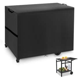 Cover for Serving Trolley, Waterproof, Protective Cover for Plancha Trolley, Windproof, Cover Serving Trolley with Drawstring and Carry Handle, 420D Oxford Fabric (125 x 60 x 90 cm, Black)