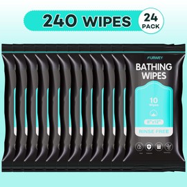 Body Wipes 240P (10 Wipe, 24 Packs) Extra Large 12”x8” Body Wipes for Adults Bathing No Rinse,Traveling,Hiking,Camping,Gym,Elderly Care Shower Wipe