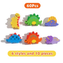 ZAKVOOR 60 Pack Dinosaur Pencil Erasers Bulk for Classroom, Party Favor, Gift Filling, Home School Work Reward
