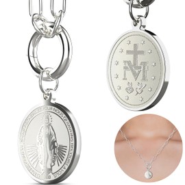 Miraculous Medal - Virgin Mary Necklace - Tarnish Free Stainless Steel Chain - Made in USA - Paperclip Necklace for Women - Family Owned Brand