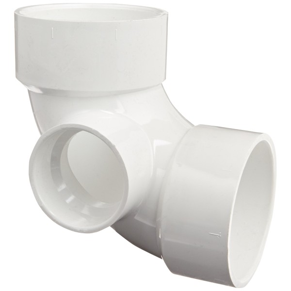 Spears PVC DWV Pipe Fitting, 1/4 Bend, Elbow with Side