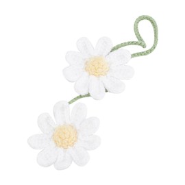 DELORIGIN 2pcs Crochet Daisy Car Mirror Hanging Accessories Cute Handcrafted Knitted Rear View Mirror Pendant Ornament Suspension Decoration Flowers Charm for Car Interior Backpacks Key Chains Home