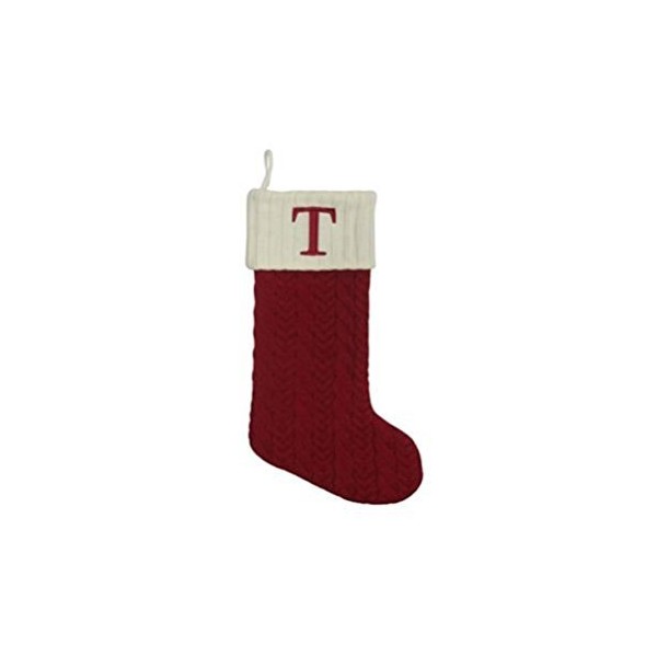 St. Nicholas Square 21-in Knit Monogram Christmas Stocking, Letter T