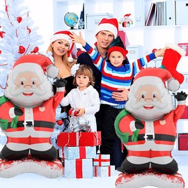 AZGRUEILK 46 Inch Santa Claus Balloons Christmas Balloons Self Standing Santa Claus Balloons for Christmas Themed Party Supplies Xmas Party Decor Christmas Party Decorations Balloons Party Sets-2pcs