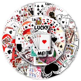 50 Packs Card Suites Poker Stickers Water Bottles Laptop Phone Computer Guitar Skateboard Hydroflasks Poker Vinyl Sticker Waterproof Aesthetic Trendy Decals for Kids Teens Girls Adults
