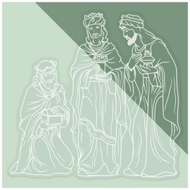 Large 460mm 'Religious Three Wise Men' Clear Static Window Cling Sticker/Decal (White) (WC00068091)