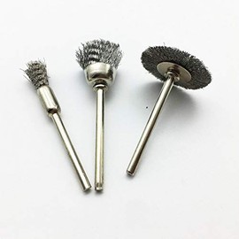 15Pcs Steel Wire Brush Wheel Abrasive Polishing Set for Rotary Tool Dremel Accessories Kit, 3 Types, Silver