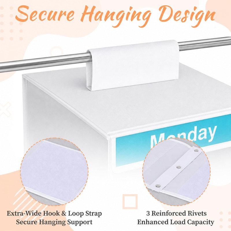 Weekly Clothes Organizer for Closet, 6-Shelf Hanging Closet Organizer with