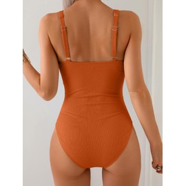 B2prity One Piece Swimsuit for Women Tummy Control V Neck Bathing Suit Slimming Ruched Swim Suit Cutout Swimwear