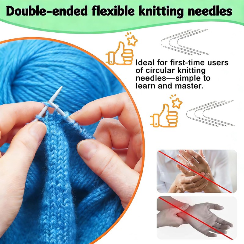 18 Pcs Stainless Steel Circular Knitting Needles Set, Crazy Trio
