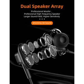 MAS CARNEY [2 Stück] BI2 Bluetooth Kopfhörer In Ear, Dual Drivers Kabellose Nackenbügel-Ohrhörer mit Mikrofon, für Laufen, Traning und Gym
