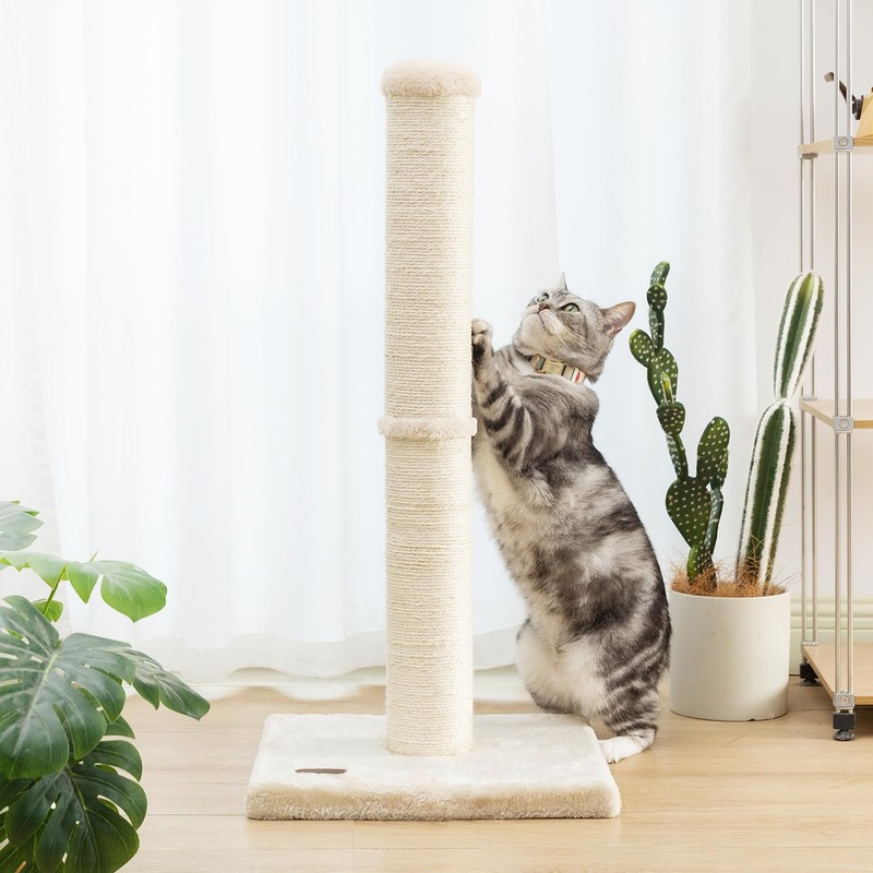 Karolpar 34inch Cat Scratching Post with Natural Sisal Rope 4.3Inch
