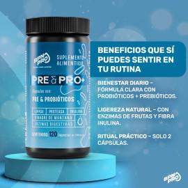 Probioticos Prebioticos Enzimas Digestivas Inulina Lipasa Papaya Vinagre de Sidra de Manzana 120 Capsulas Digestin Bpn Pro Probiotics Prebiotics...   