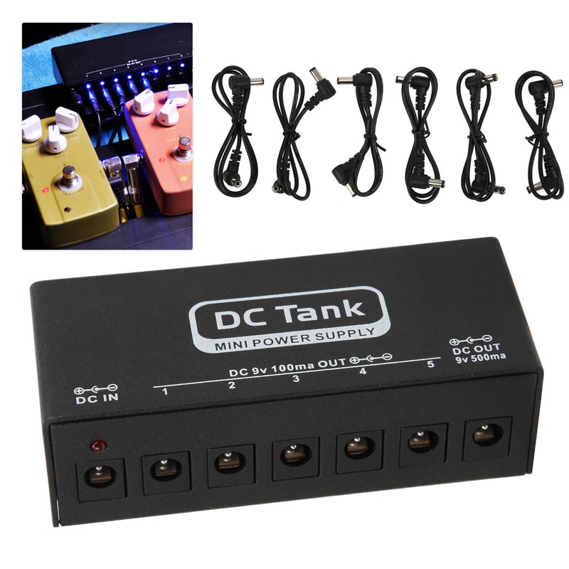 Pedal Power Supply 6 Isolated Outputs Metal Black Electric Equipment