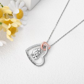 JERWLI 925 Sterling Silver Animal Pendant Necklace, Cute Animal Jewelry Gift for Women and Girls, Sterling silver, Zirconia gemstone